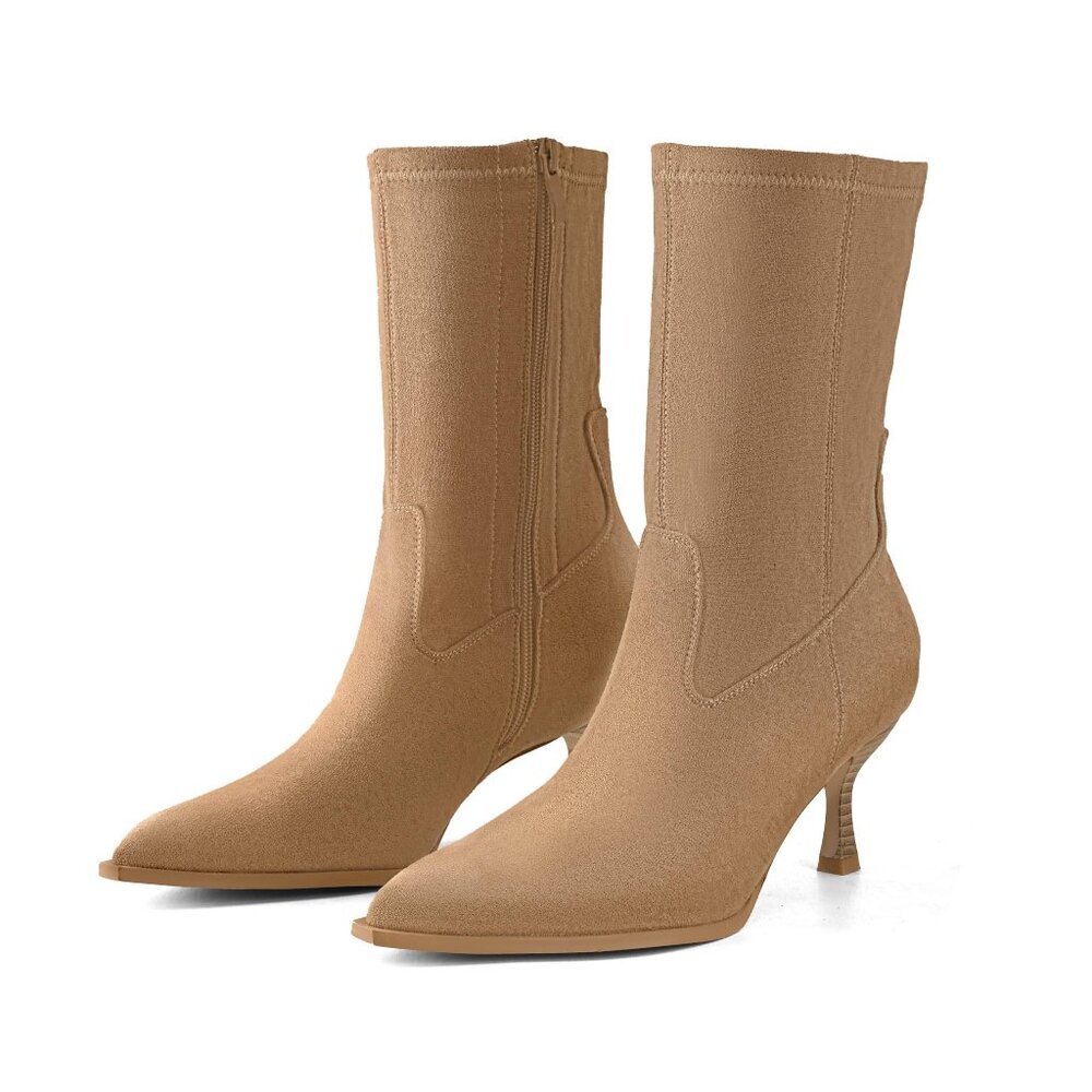 Pointed Toe Kitten Heel Ankle Boots Side Zipper Dress Booties Women